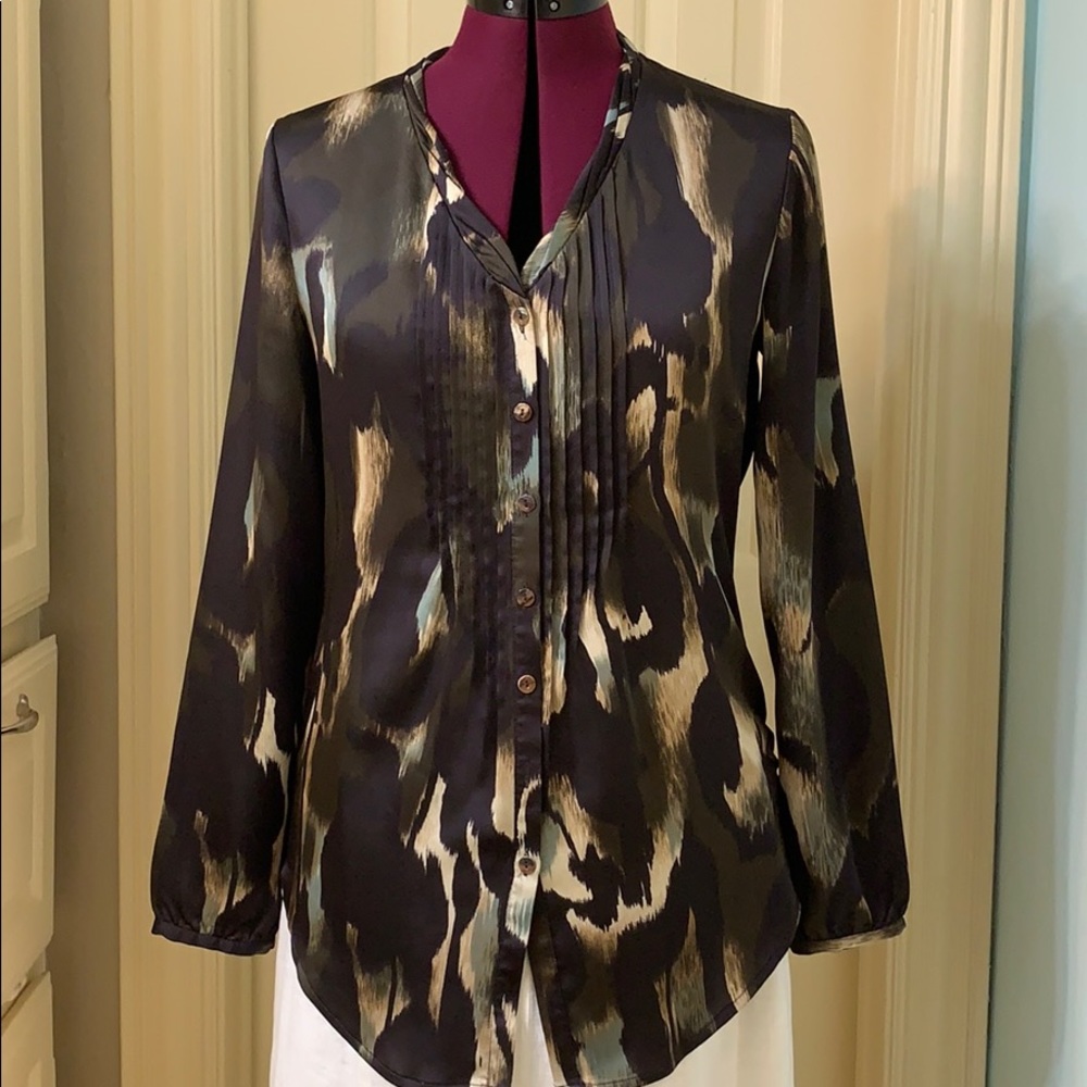 Pin tuck trimmed blouse